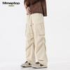 MMOPTOP Cotton Casual Pants for Men, Spring And Summer American Retro High Street Paratrooper Cargo Pants 8381 Off-White L