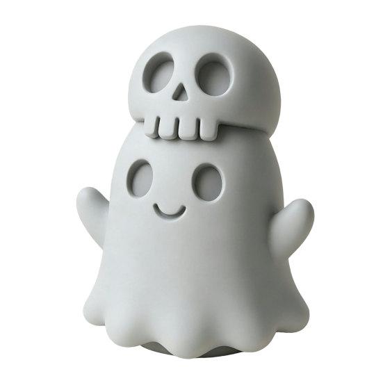 3D Printed Skull Ghost Figurine Spooky Gothic Ghost Statue Mini Cartoon Ghost Ornament серый