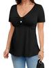 Women's V-neck Short-Sleeve Waist-Cinching T-Shirt - Spring/Summer Fit