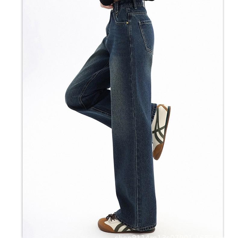 Korean High Waist Minimalist Loose Jeans - Versatile Autumn/Winter Style