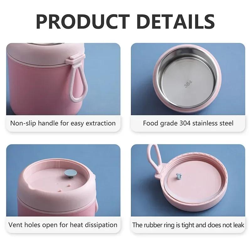 Insulated Lunch Box, Food Container, Soup Cup, Bento Lunch Box, Food Thermos, Stainless Steel Vacuum Cup With Spoon, Mini