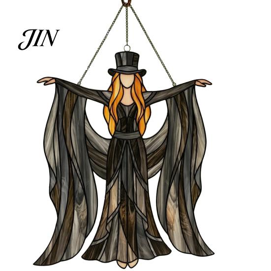 Retro Fantasy Window Hanging Vintage Halloween Cat Witch Decoration, Acrylic Ornaments, Black Decor Rustic Farmhouse Tree Decor, Party Supplies