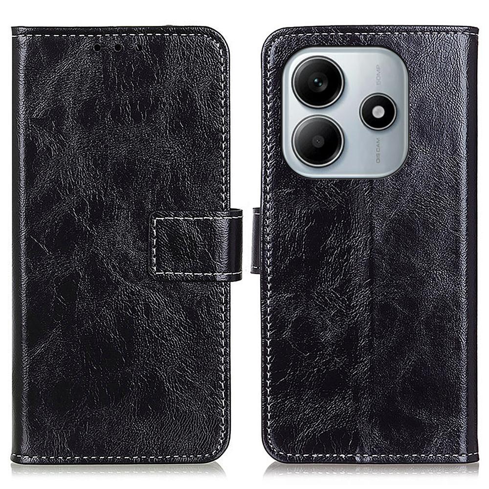 

For Xiaomi Redmi Note 14 4G (163.25mm) Leather Case Wallet Phone Cover Crazy Horse Texture C