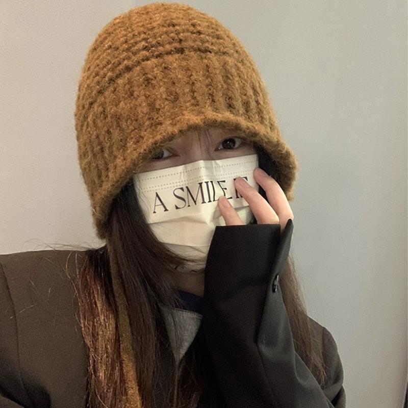 Korean Versatile Bucket Hat Winter  Keep Warm Earmuff Casual Knitted Hat For Women