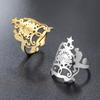 Stainless Steel Open Ring Ethnic Pattern Adjustable Size Fashion Jewelry Finger Accessories For Women