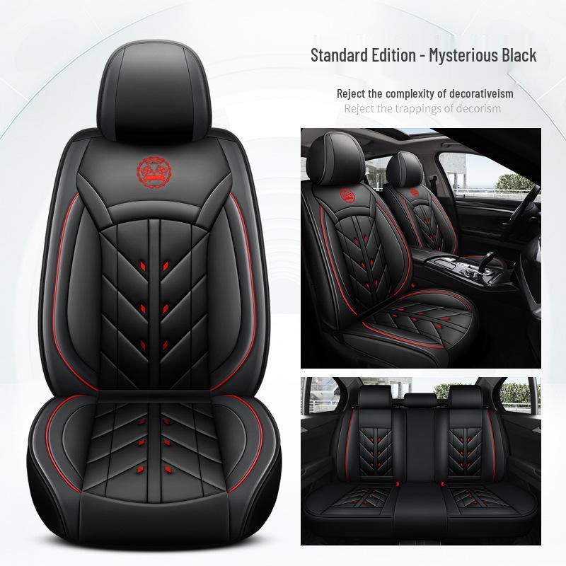 Universal Full Leather Car Seat Cushion for Five-Seaters - All-Season Coverage