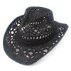 European and American Style Hand-woven Hollow Cowboy Hat Spring and Summer Girls Travel Sunshade Straw Hat Fashion Versatile Vacation Hat
