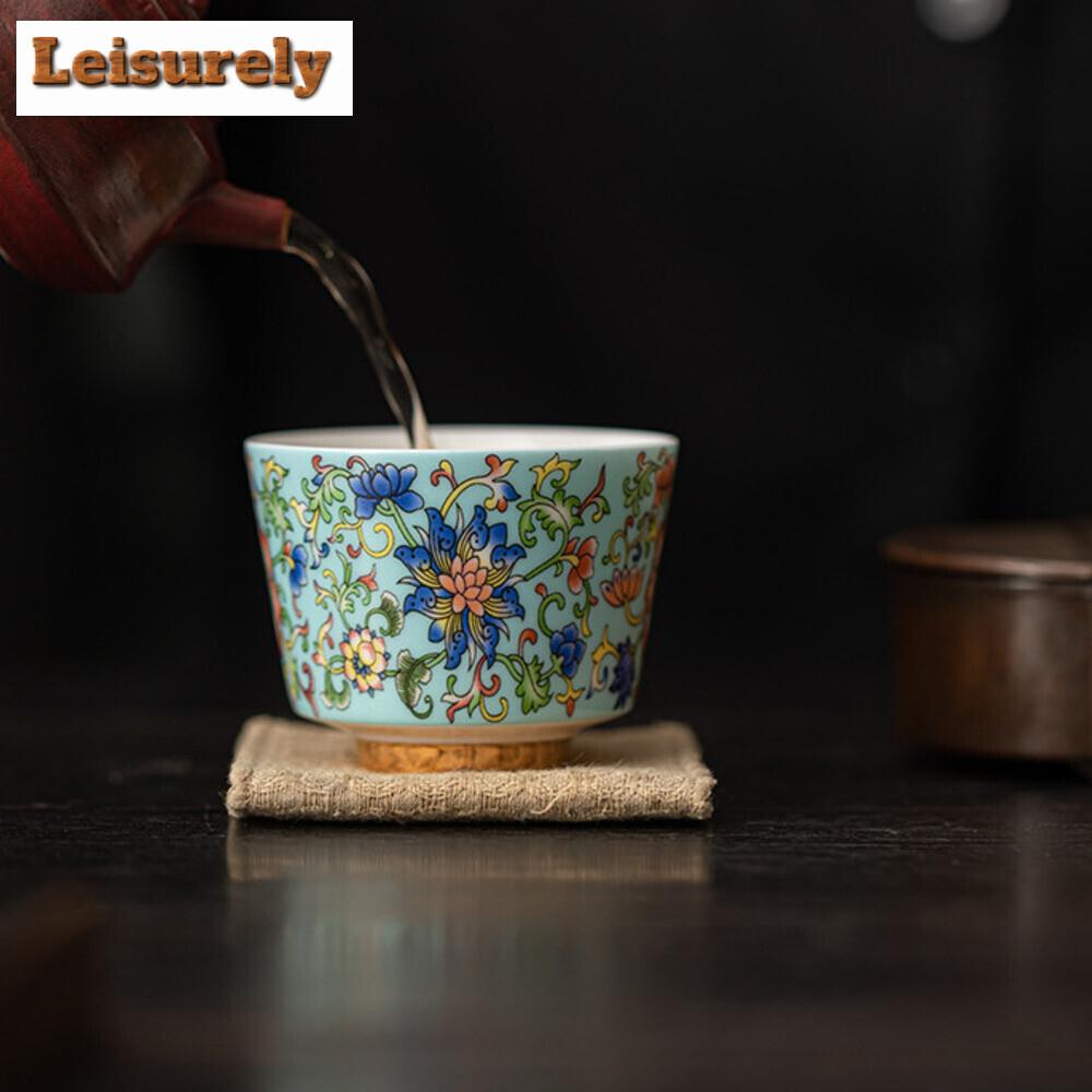 100ml Chińska Emaliowana Kolorowa Ceramiczna Filiżanka do Herbaty Personalizowana Filiżanka Mistrzowska w Stylu Pałacowym Para Filiżanek dla Dwojga Degustacyjna Czarka do Herbaty Naczynie do Picia Prezent