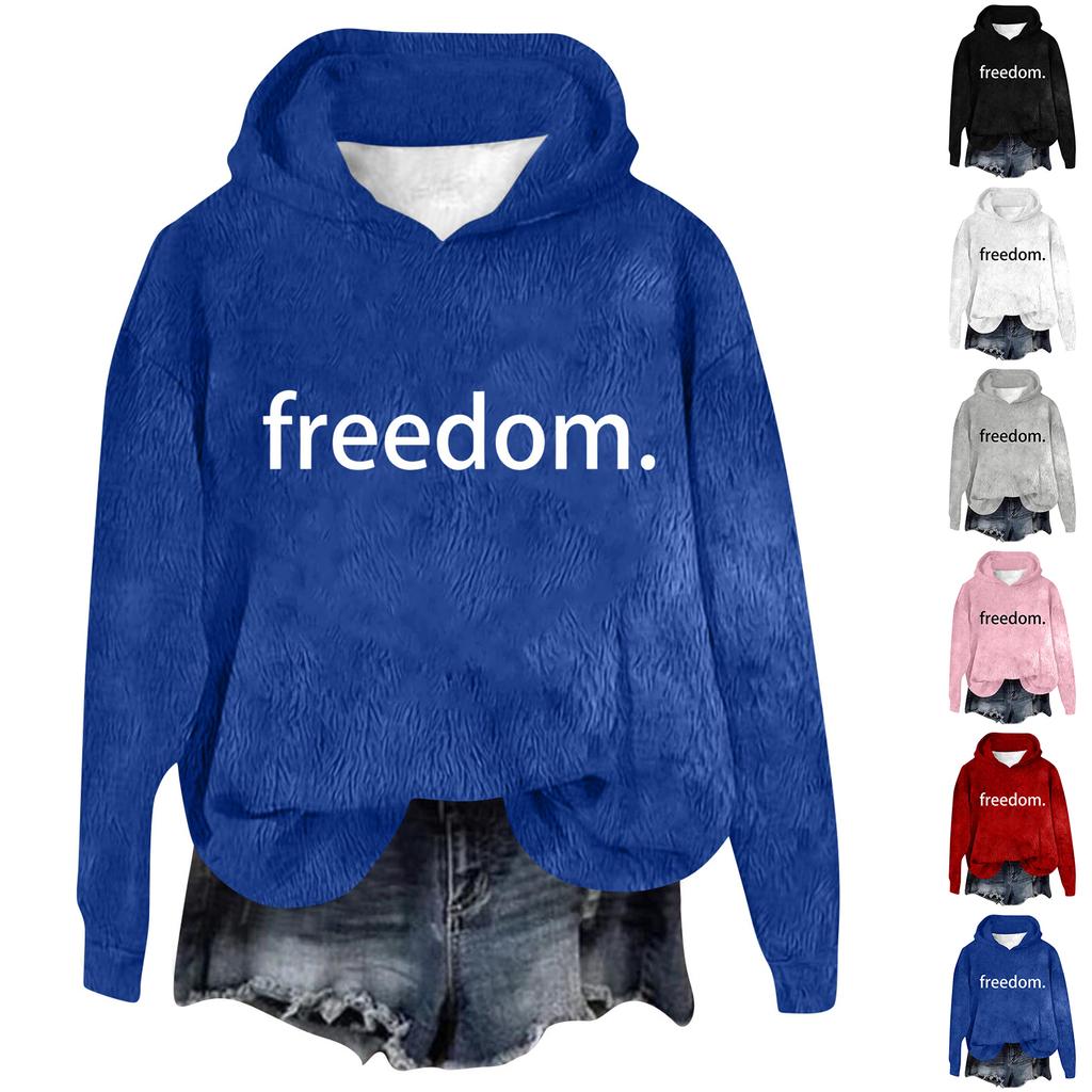 Women's Hooded Long Sleeve Printed Flannel Top Hooded Sweatshirt