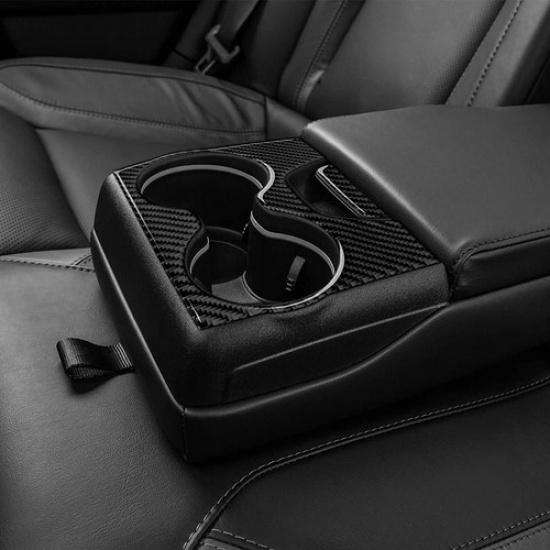 Carbon Fiber Rear Water Cup Holder Cover Trim For Dodge Charger 2015~2021 Type