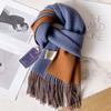 100 pure wool scarves for men's autumn and winter gray double-sided high-end gift boyfriend men's cashmere shawl