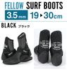 FELLOW Surf and Japanese Size 28cm Boots, 3.5mm Thick, Warm, Fleece-Lined, Men's, Women's, Juniors, Standard, Winter, Surfing, Wetsuit, Black,