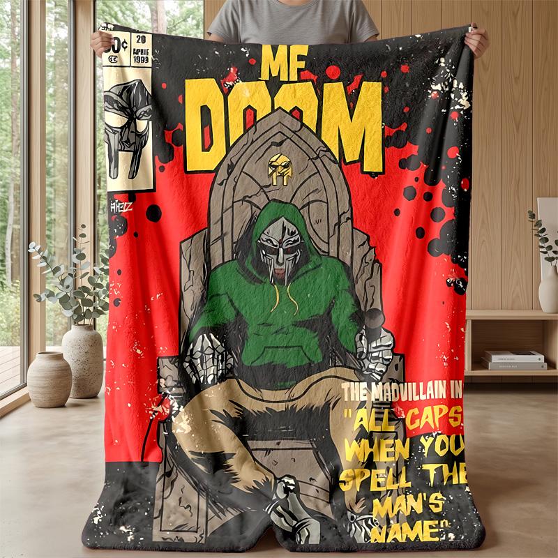 DOOMPrinted Flannel Blanket Cozy Skin-Friendly Warm Throw for Couch Bed Indoor Daily Use