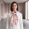Silky Scarf Smooth Silk-Like Texture Neck Gaiter Floral Geometric Print Neckerchief Versatile Professional Accessory