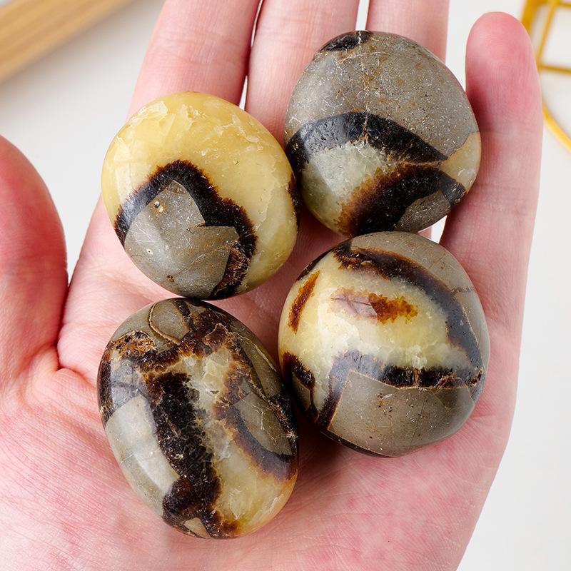 1Pc Natural Septarium Tumble Stone Polished Dragon Septarian Reiki Quartz Crystal Mineral Specimen Collection Home Decoration 3-4cm (30-50g)