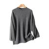 Women's Pure Wool Loose Knit Dress - Autumn & Winter, Round Neck, Solid Color, Plus Size, Medium Long, Korean Style.