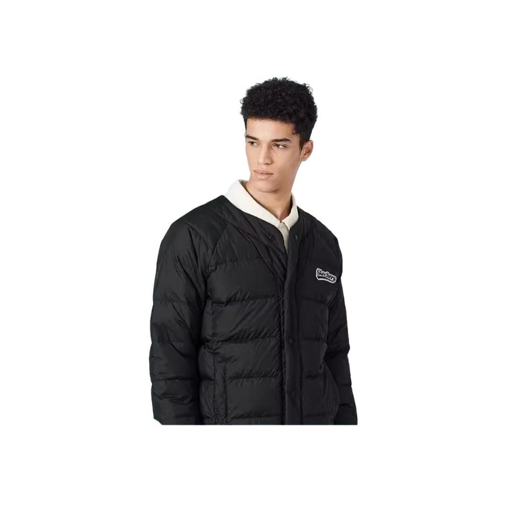 Skechers Sport Lifestyle Series Letter Print Windproof Comfortable Down Jacket Men Outerwear Carbon-Black L422M015-0018