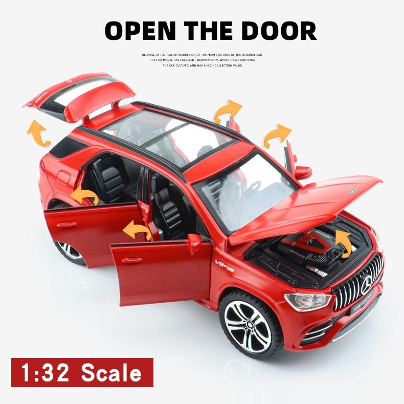 Mercedes Benz GLE 63s AMG City SUV Simulation Druckguss- und Spielzeugfahrzeuge Geräusche und Licht Rückziehauto 1:32 Legierungskollektionsmodell