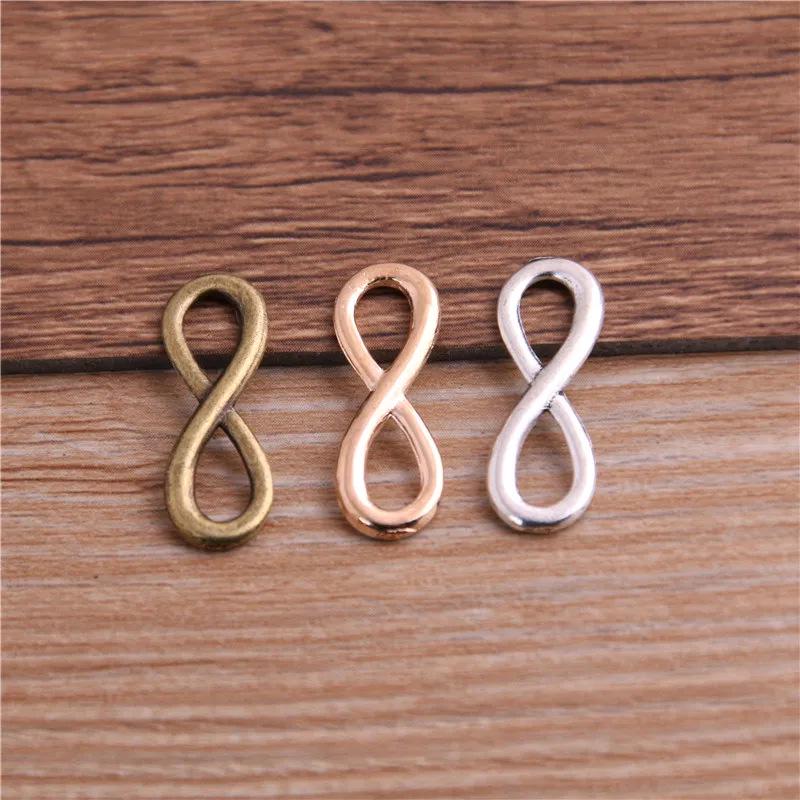 Infinity Connector Charm for DIY Braided Bracelets, 23*8mm Zinc Alloy, 3 Colors