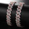 14mm Diamantový kubánský řetízek Zirkonový náramek: Evropský a americký hip-hopový styl, trendy pánský barový náramek