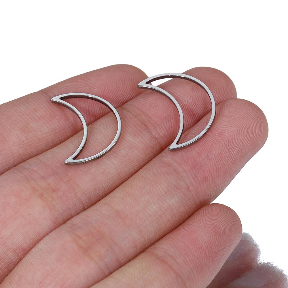 20pcs 10pcs Stainless Steel Hollow Out Moon Charm Pendants Bezels Pressed Resin Mold Frame Bezel for Earrings Jewelry Making DIY