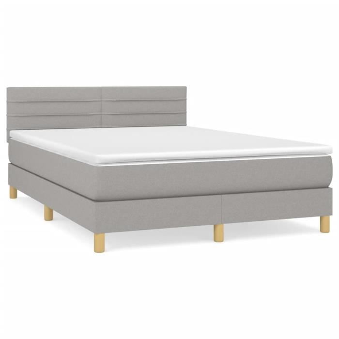 VidaXL Lit à sommier tapissier avec matelas Gris clair 140x200cm Tissu - Modèle 3140697