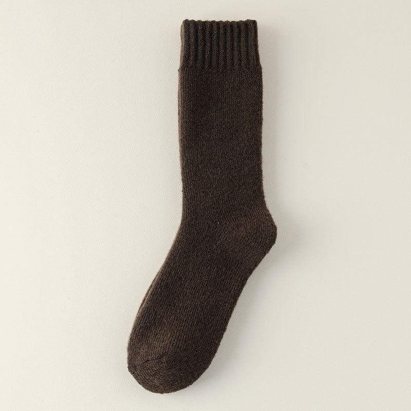 Autumn and Winter Thickened Men's Solid Color Loop Warm Mid-calf Socks, Loose-fitting Socks, Men's Thickened Towel Snow Socks, Floor Socks