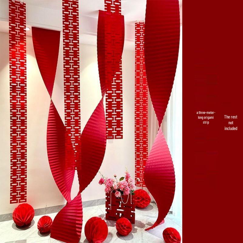 Wedding Room Decoration: Double Happiness Wall Banner & Curtain for Headboard Headboard Wall + Curtain Decor