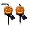 Outdoor Halloween Decorations Solar Pumpkin Garden Stake Light, Waterproof Resin LED Weather Resistant Lighting Lantern, Spooky Yard for Patio