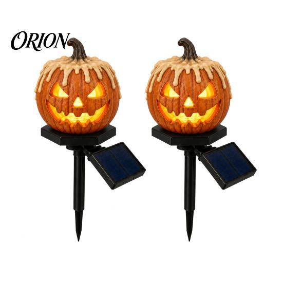 Outdoor Halloween Decorations Solar Pumpkin Garden Stake Light, Waterproof Resin LED Weather Resistant Lighting Lantern, Spooky Yard for Patio