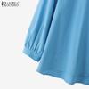 ZANZEA Women Turn Down Collar Loose Casual Long Sleeve Plain Blouse