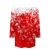 Women's Fashion Casual Seven Sleeve Christmas Printed Round Neck Top