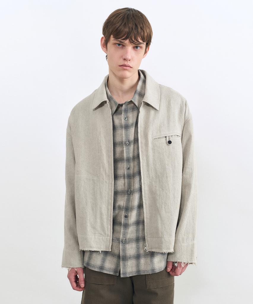 Insilence Hemp Zip-Up Jacket Ecru
