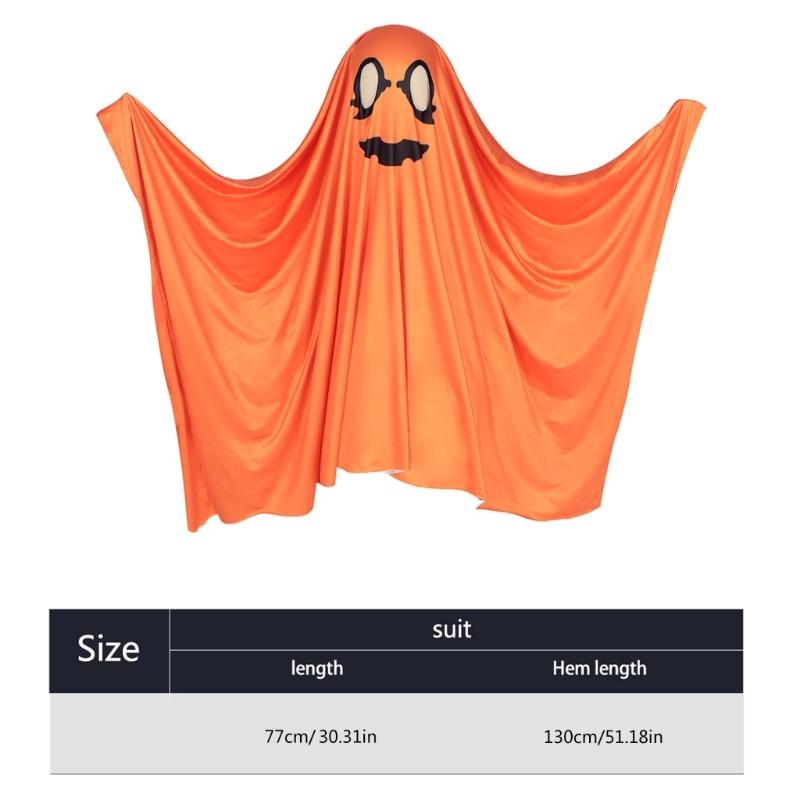 Convenient Wear Halloween Ghostly Cape One Size Fit Kids Comfortable Polyester Costume For Parades