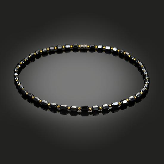Women Men Fashion Artificial Hematite Hexagonal Prism Beads Magnetic Necklace