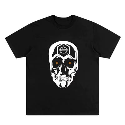 Trendové unisex elektronické DJské designové tričko s krátkým rukávem s lebkou ve stylu Diablo Instagram, volný ležérní top