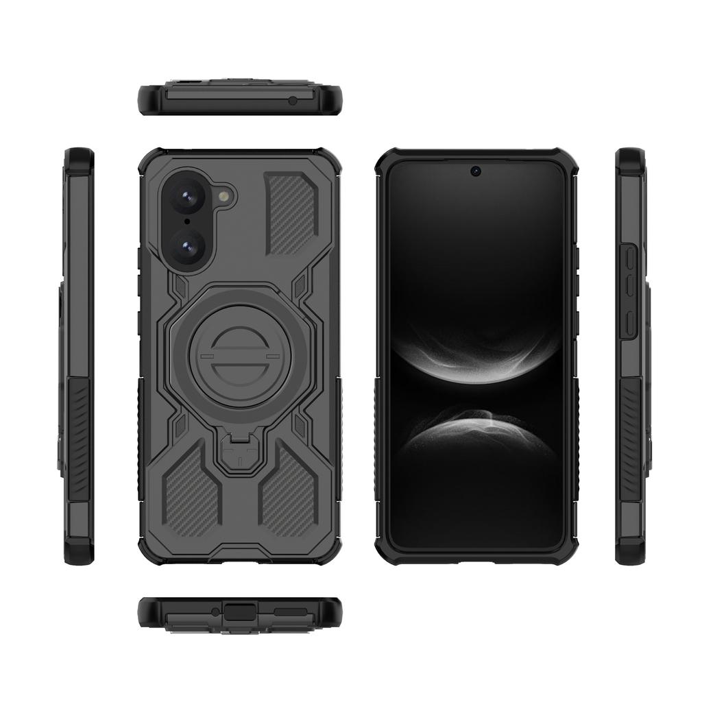 Für OnePlus Nord CE 5G/Ace 5 Racing 5G Magnetische Hülle Drehbarer Metall-Aufsteller PC+TPU Handy-Rückseite