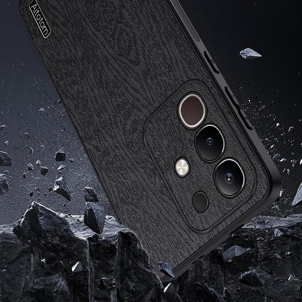 For Vivo iQOO Z10x 5G Case Wood Texture PU Leather Coated PC TPU Phone Cover