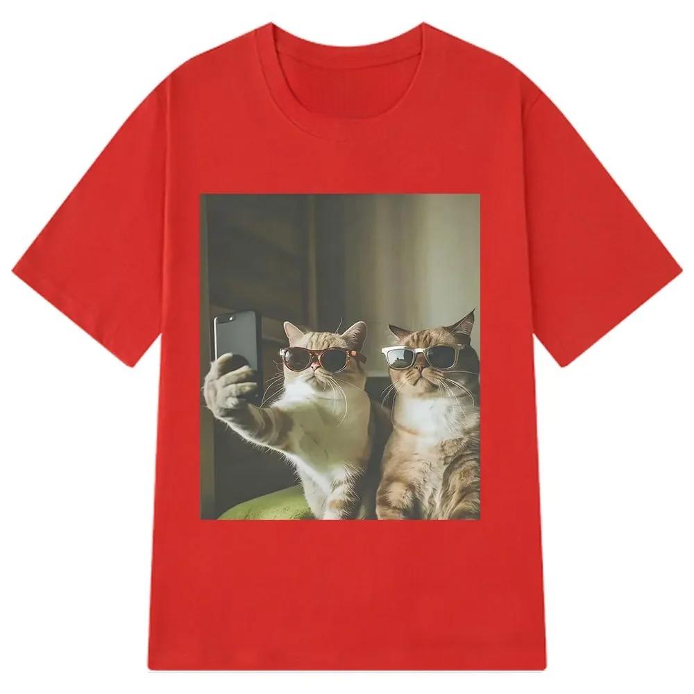 Vintage Selfie Buddy Funny Cat Meme T Shirt Women Harajuku Fashion Tshirts Shortsleeved Casual Tshirts Women Clothing