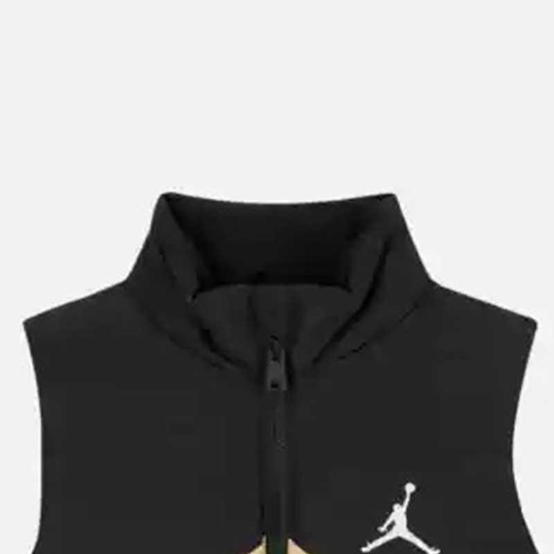 Jordan Down Vest Fashion Simple Warm Duck Down Kids Vests Black Khaki HQ8120-200