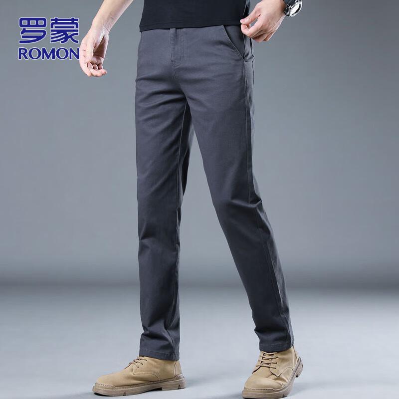 ROMON Men's Autumn/Winter Slim-Fit Straight-Leg Casual Pants