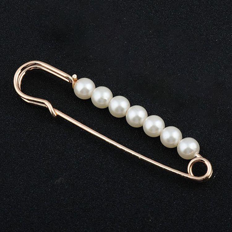 Simple Fashionable Imitation Pearl Beaded Brooch for Women's Classic Casual Jewelry Clothing Accessories