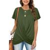 European & American Women's Solid Color Twist Short Sleeve Round Neck T-Shirt