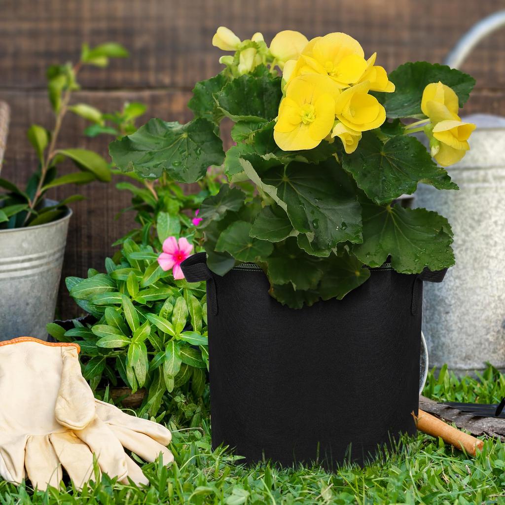 Pflanzsack Stoff Pflanzbeutel Schwarz Vlies Topf Anzuchttasche Baum Pflanze Anzuchttöpfe Gartenpflanzenbehälter