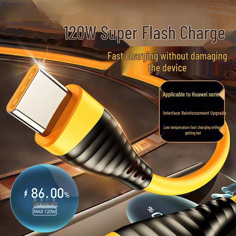 120W Type-C Super Fast Charging Cable for Apple, Huawei, Vivo, OPPO, Honor 15/16.