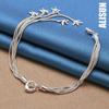 925 Sterling Silver Five Solid Starfish Chain Bracelet Fashionable Wedding Jewelry