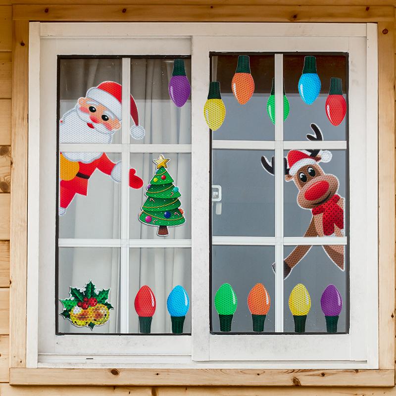 Christmas Decorations Car Magnetic Reflective Sticker Refrigerator Magnets Light Bulb decal New Year 2025 Xmas home decor gifts