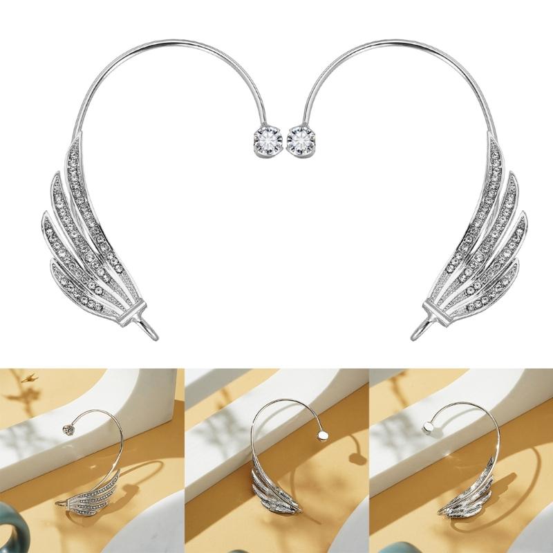 Dainty Rhinestones Earring Angel Wing Wrap Crawler Ear Cuffs Earring Climber Wing Ear Cuff Earrings for Women Fashion