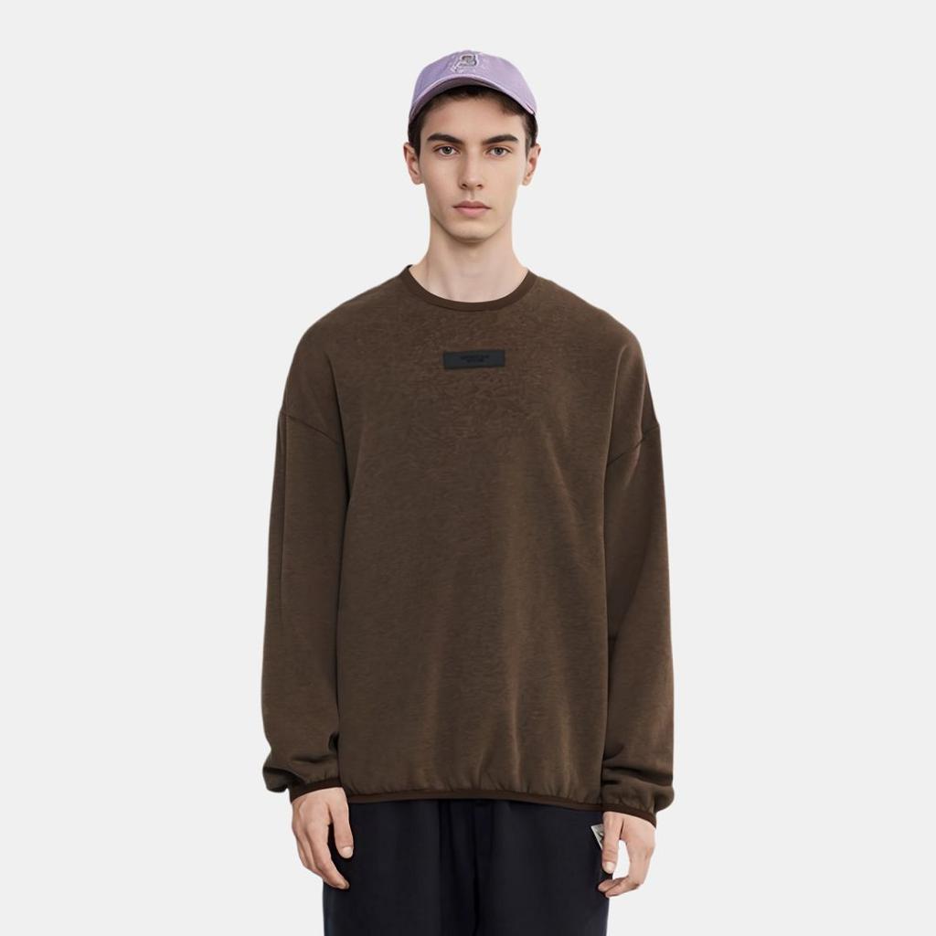 Fear of God Essentials Col rond Gris chiné Bois Hommes Hauts Marron 192SU244682F