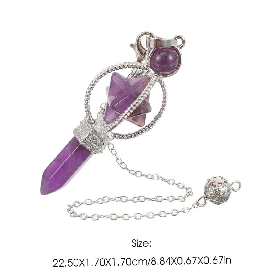 Crystal Merkaba Star Stone Hexagon Pendulums Dowsing Divination Natural Amethyst Quartz Healing Sceptre Reiki Pendlum Pendants